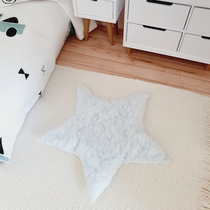 Dolls House Baby Blue Star Fur Rug | 1:12th Scale | Miniature Rug
