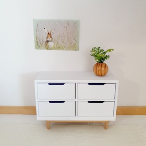 Dolls House Modern Sideboard with 4 opening drawers, Choice of Colours 1:12th Scale, Miniature chest of drawers (UN-5-D2-L1)