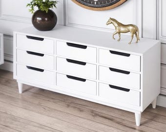 Dolls House Modern Chest of Drawers with 9x Drawers 1:12 Scale Miniature