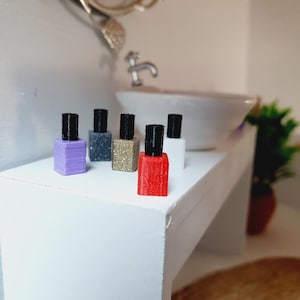 Dolls House Nail Polish, Set of 2, Choice of Colours  1:12th Scale, Miniature Nail Varnish