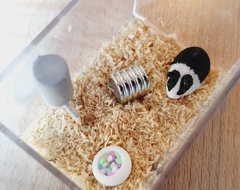 Puppenhaus Meerschweinchen Käfig mit Futter, Trinkflasche und Gym Tube, 12 Miniatur,