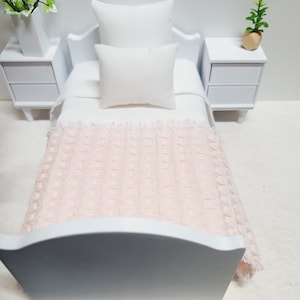 Dolls House Pretty Single Waffle Throw, choice of colours, Single, 12th scale, miniature