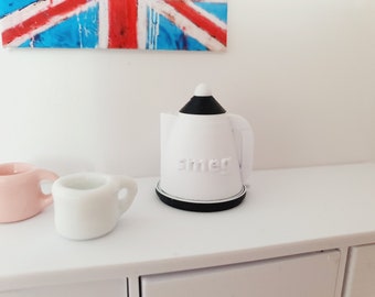 Dolls House Modern Smeg Kettle, Miniature Teakettle, Choice of colours, Miniature Kettle, 12th scale