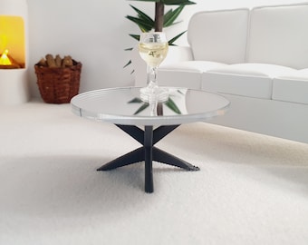 Dolls House Modern Mirrored Coffee Table, 1:12 Scale