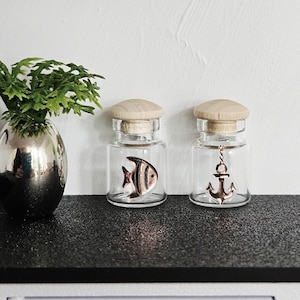 Dolls House Nautical Jars, Set of 2, jars with lids, 12th scale, miniature jar/ vase
