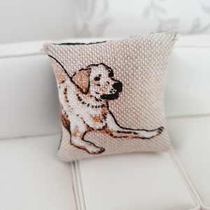 Dolls house 1x Dog cushion, Choice of Dog, 12th scale cushions, miniature cushion image 5