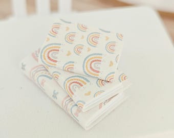 Dolls House Set of 3 Closed Rainbow Books, 12th scale books, miniature