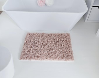 Dolls House Boucle Fabric Bath Mat | Choice of Colours | 1:12th Scale | Miniature Mat