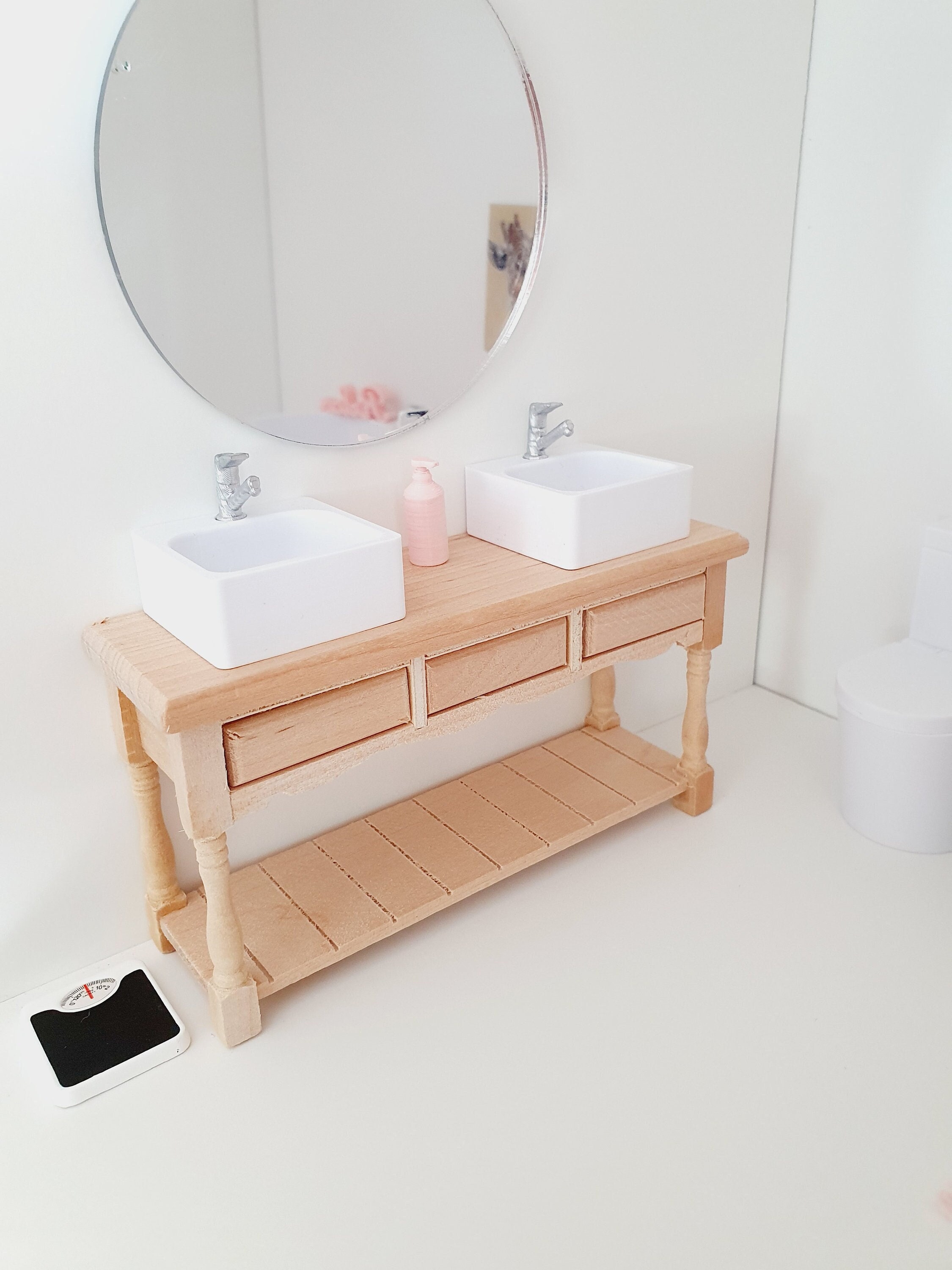 Lavabo Miniature Porcelaine Melody Jane 1:12 – Meuble Salle De Bain Maison De Poupée – Rectangulaire Blanc