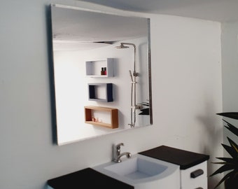 Grand miroir carré moderne pour maison de poupée, miroir miniature, miroir à l'échelle 12 (MIR-2)