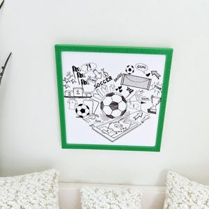 Dolls House Football Art: Modern Framed Miniature Wall Picture (12th Scale)