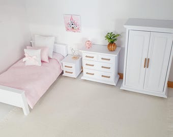 Miniature Dollhouse Bedroom Set: Modern 12th Scale Furniture