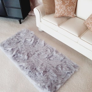 Dolls House Soft Grey or Soft Beige Fur Rug  | 1:12th Scale | Miniature Rug
