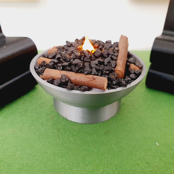 Dolls house Modern Light up Fire Pit, Choice of colours, 12th scale, miniature fire with coal & wood