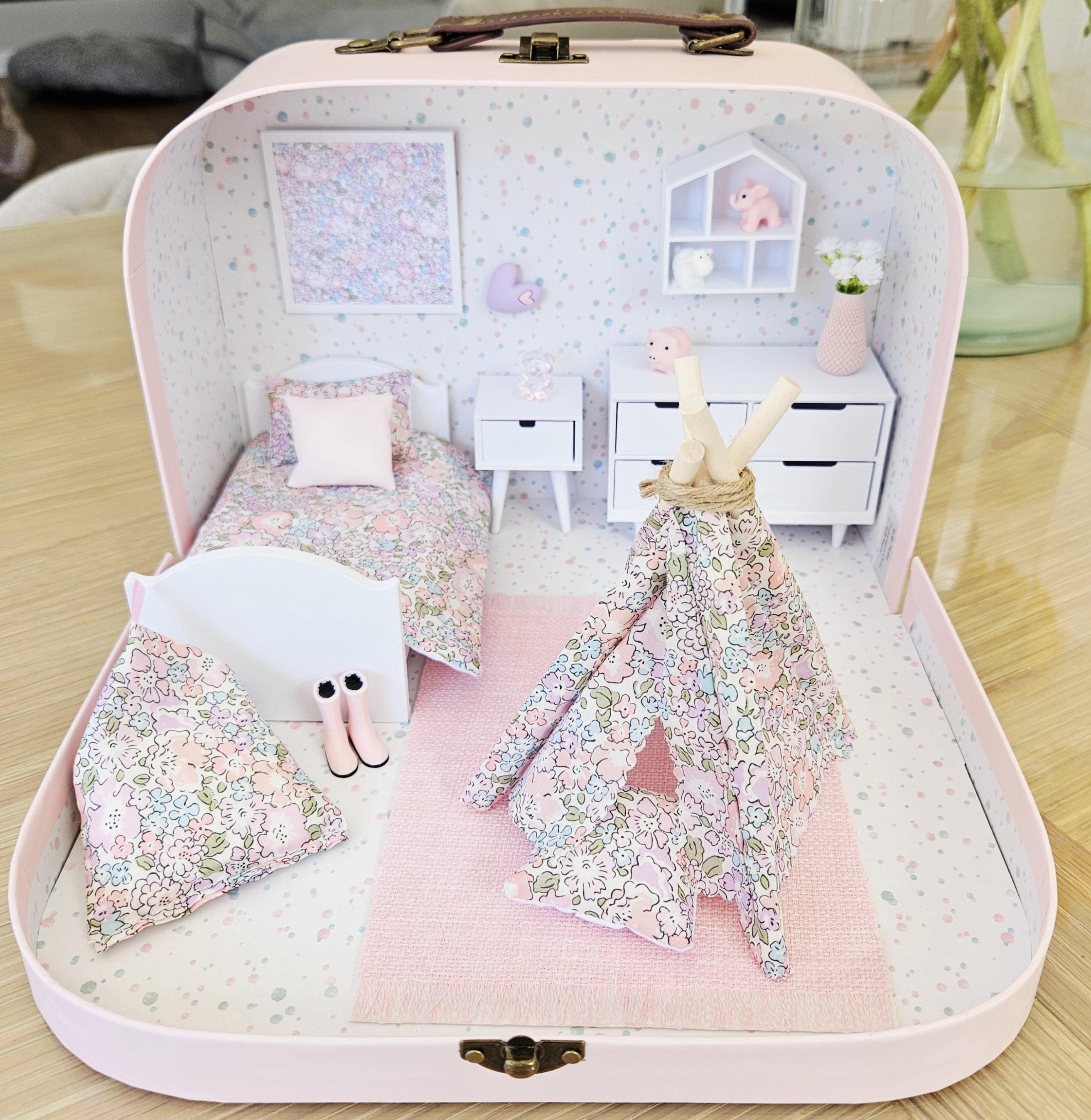 Dolls House in a Travel Suitcase, Pretty Liberty Michelle design, 12th Scale, Miniature case