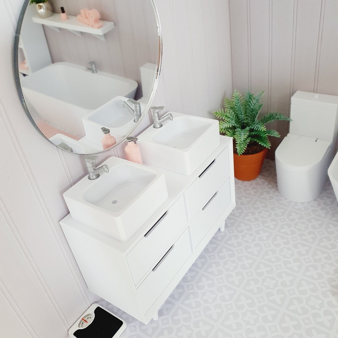 Dollhouse Bathroom Vanity: Modern Miniature Sink, 12th Scale - Etsy