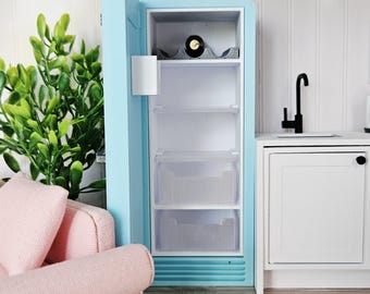 Healifty Mini Frigorifero In Legno Scala 1:12, Mobile In Miniatura Per Bambole, Cucine Giocattolo, Bianco, Accessorio Casa Delle Bambole