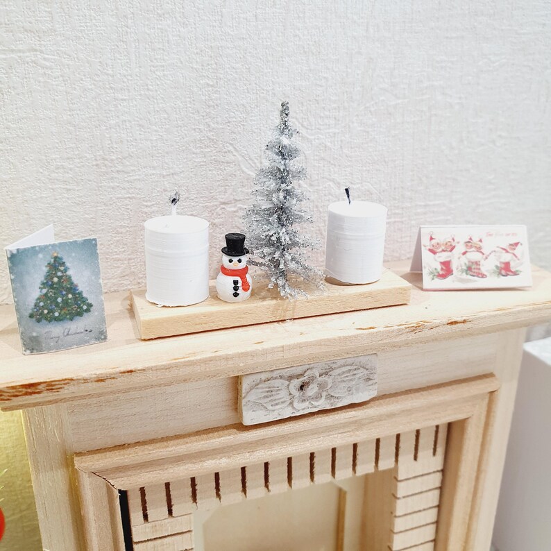 Dolls House Christmas Ornament, Christmas Tree & a Tiny Snowman. 2x