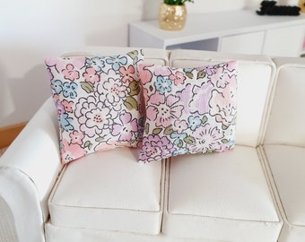 Dolls House Liberty Floral Cushions: 12th Scale Miniature Pillows
