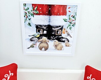 Miniatura Dipinta A Mano &ndash; Quadro Stile Parete Con Papaveri, Scala 1:12