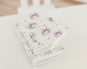 Dolls House Set of 3 Closed Purple Bunny Books, 12th scale books, miniature