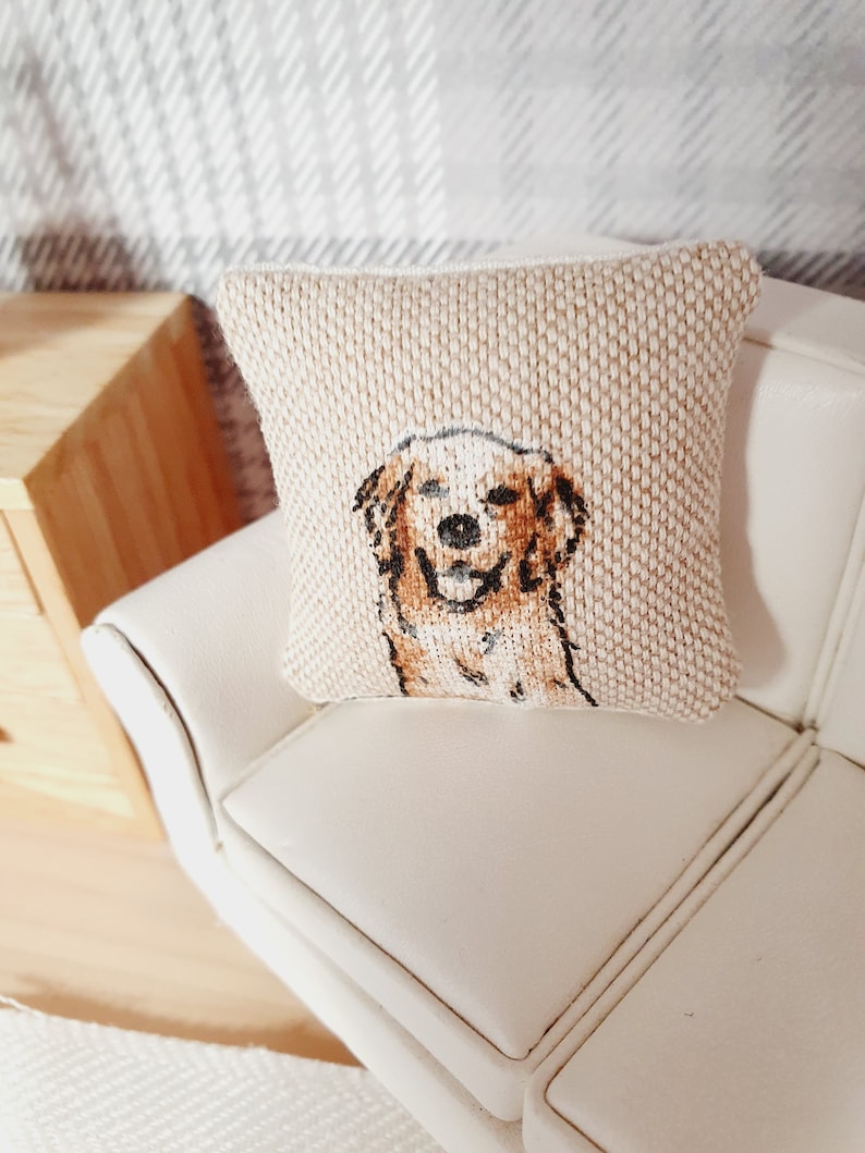 Dolls house 1x Dog cushion, Choice of Dog, 12th scale cushions, miniature cushion image 10