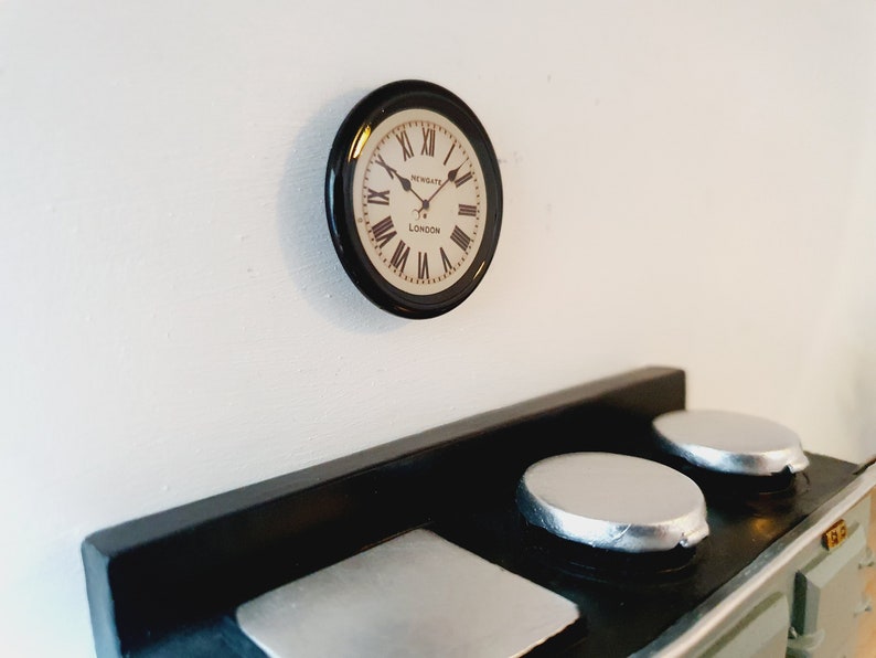 Dolls House Modern Clock, Newgate Clock, Miniature Clock, Black 12th Scale Clock image 4