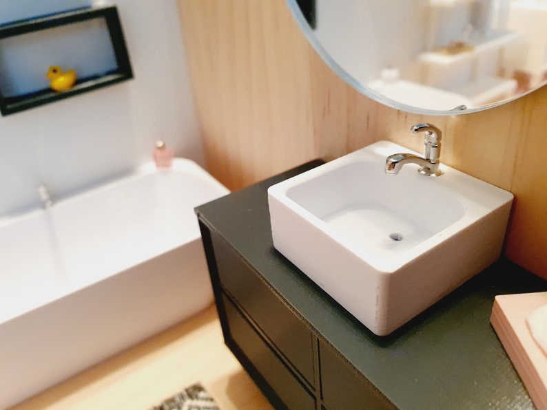 Dolls House Modern Bathroom Vanity Unit With a Round or Square Etsy UK
