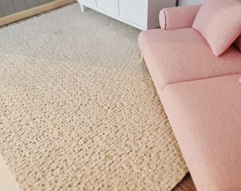 Tappeto grande beige chiaro per casa delle bambole, scala 1:12, tappeto in miniatura (RUG-EX)