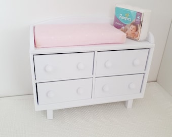 Dolls House Coloured Modern Baby Changing Table, Choice of Colours 1:12th Scale, Miniature (UN-6)