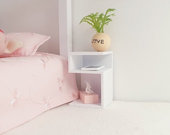 Dollhouse Small Modern Bedside Table, 1:12 Scale Miniature Side Table