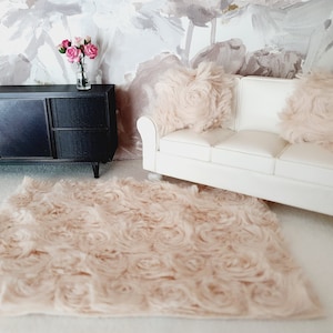 Dolls House Fawn Soft Fur Rug | 1:12th Scale | Miniature Rug