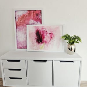 Dolls House Pink Floral Wall Art (Set of 2): 12th Scale Miniature