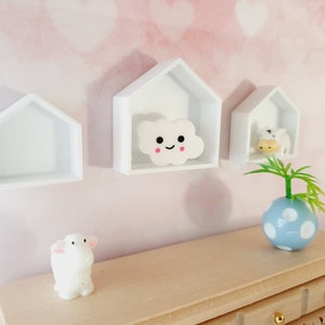 Set of 3 House Shaped Wall Shelves dolls house 1:12th scale shelves miniature shelves (SHN)