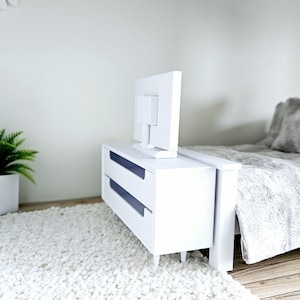 Dolls House Modern Chest of drawers with 2 opening drawers, Choice of Colours, 1:12th Scale, Miniature, perfect for the end of the bed