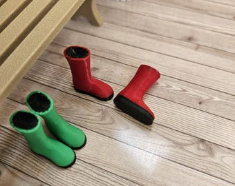 Melody Jane Puppenhaus Gummistiefel – 1:12 Maßstab, Schwarz, Gartenzubehör Für Miniaturen