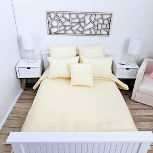 Dolls House Double bedding set, 6 piece set, Choice of Colours, 12th scale, miniature bedding