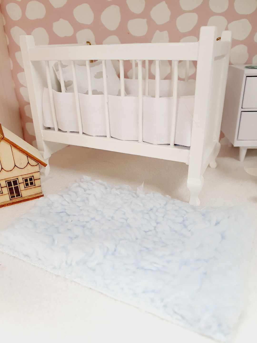 Dolls House Cute Soft Baby Blue Fur Rug 112th Scale, Miniature Rug Etsy