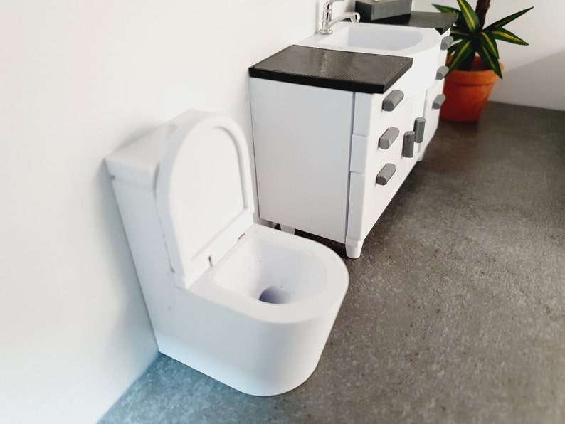 Dolls House Modern Full Bathroom Set Bath Vanity With Double Etsy UK