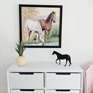 Dolls House Modern Framed Wall Art, 2x Horses picture, 12th scale, miniature wall picture for any room