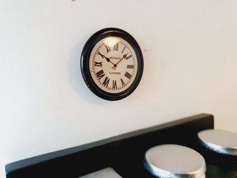 Dolls House Modern Clock, Newgate Clock, Miniature Clock, Black 12th Scale Clock image 3