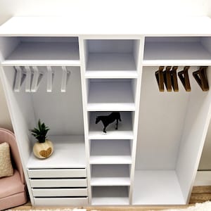 Puppenhaus Offener Kleiderschrank Aufbewahrungseinheit - Moderne Schlafzimmer Organisation, 12.Skala, Miniatur Möbel