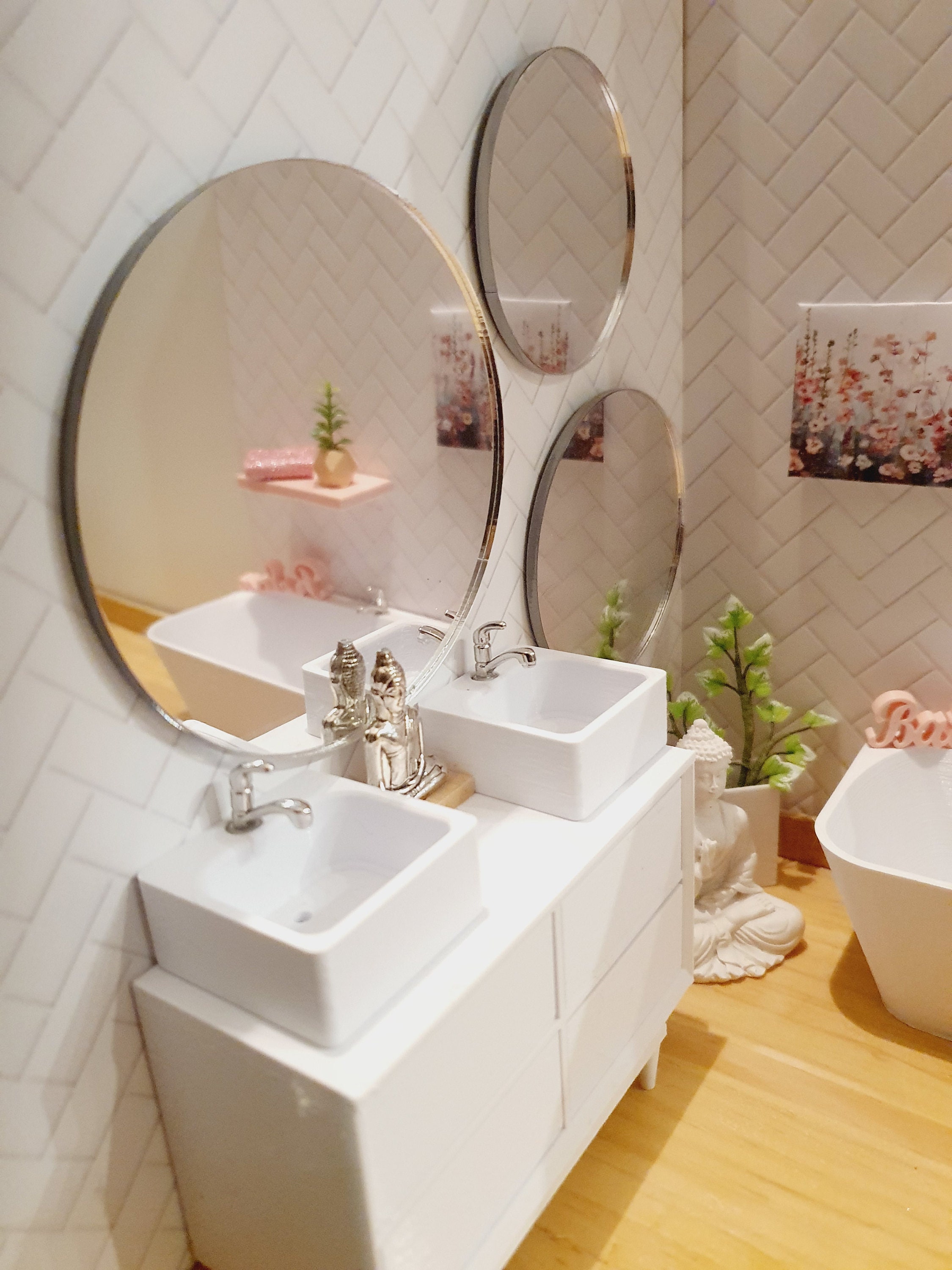 Tnfeeon Set da Bagno per Casa delle Bambole, Mobili in Miniatura in