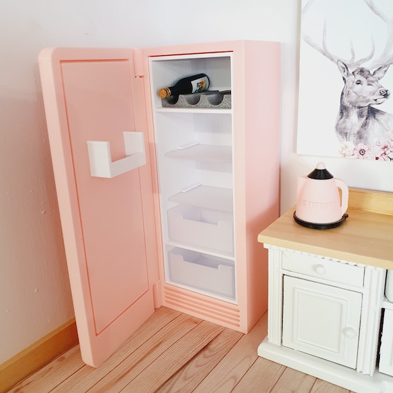 1/6ドールハウス ●ピンクのキッチン家電● 冷蔵庫 オーブントースター ホットサンド他 おまけ付●TOFFYミニチュアフィギュア ハンドメイド | Perfk 1&frasl;6 1&frasl;12 ドールハウス冷蔵庫 ダブルドア冷蔵庫 写真