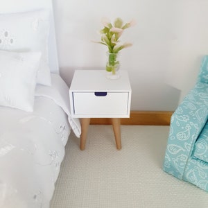 Dolls House Modern Bedside Table with 1 Drawers, 1:12th Scale, Miniature Side Table BRBS3 image 2