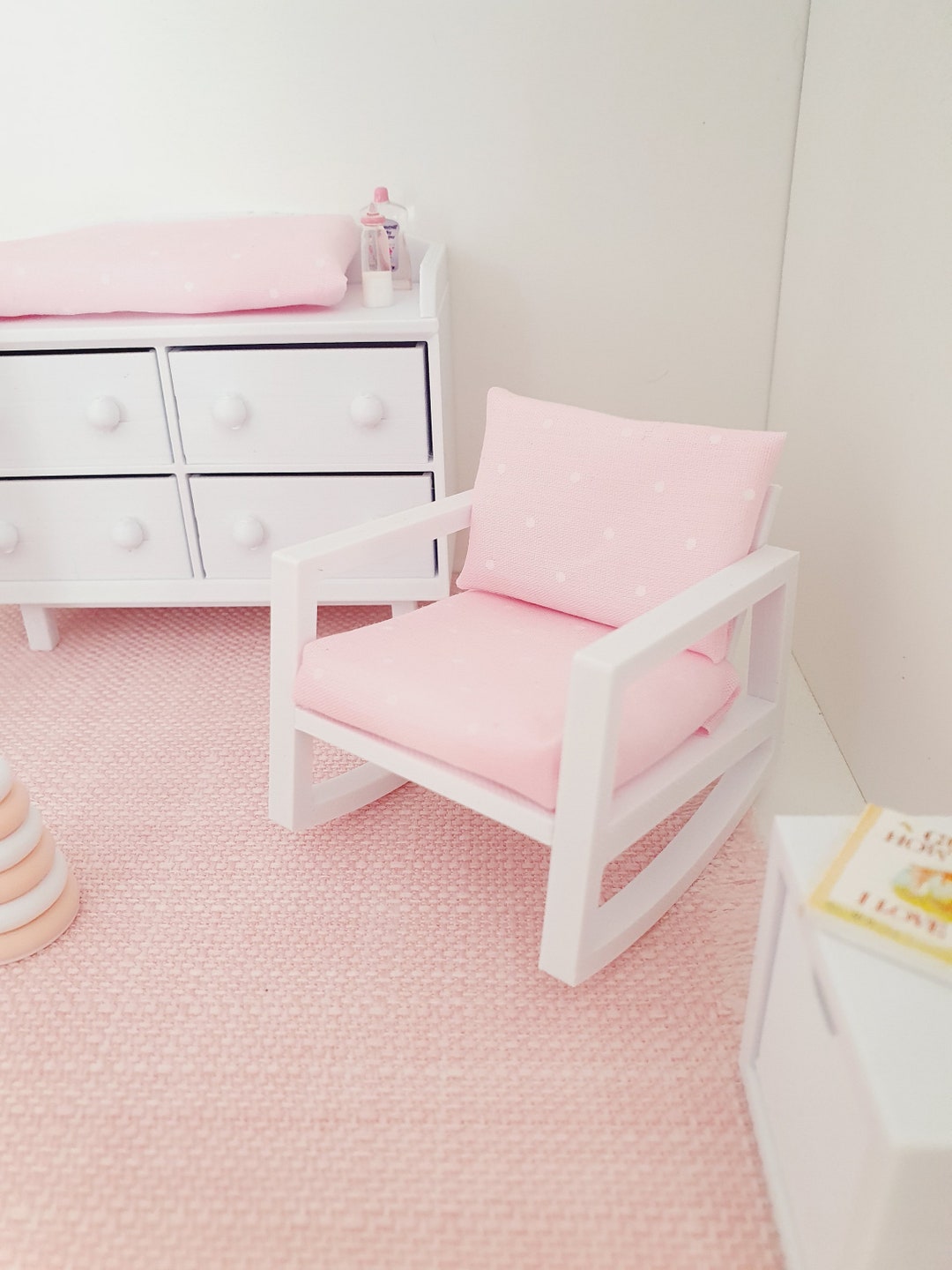 Dolls House Modern Rocking Nursery Chair, 1:12th Scale, Miniature (RCH ...