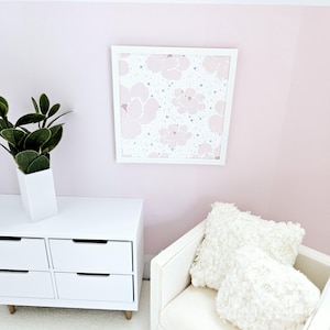 Dolls House Modern Framed Art: Pink Flower Miniature Picture (12th Scale)