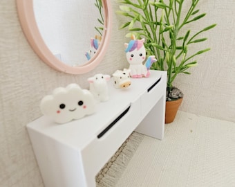 Espelho em miniatura para casa de bonecas e enfeites de animais, escala 12
