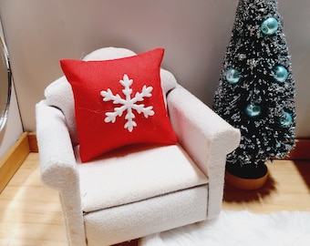 Dolls house Christmas Snowflake Cushion, 12th scale cushions, miniature cushions