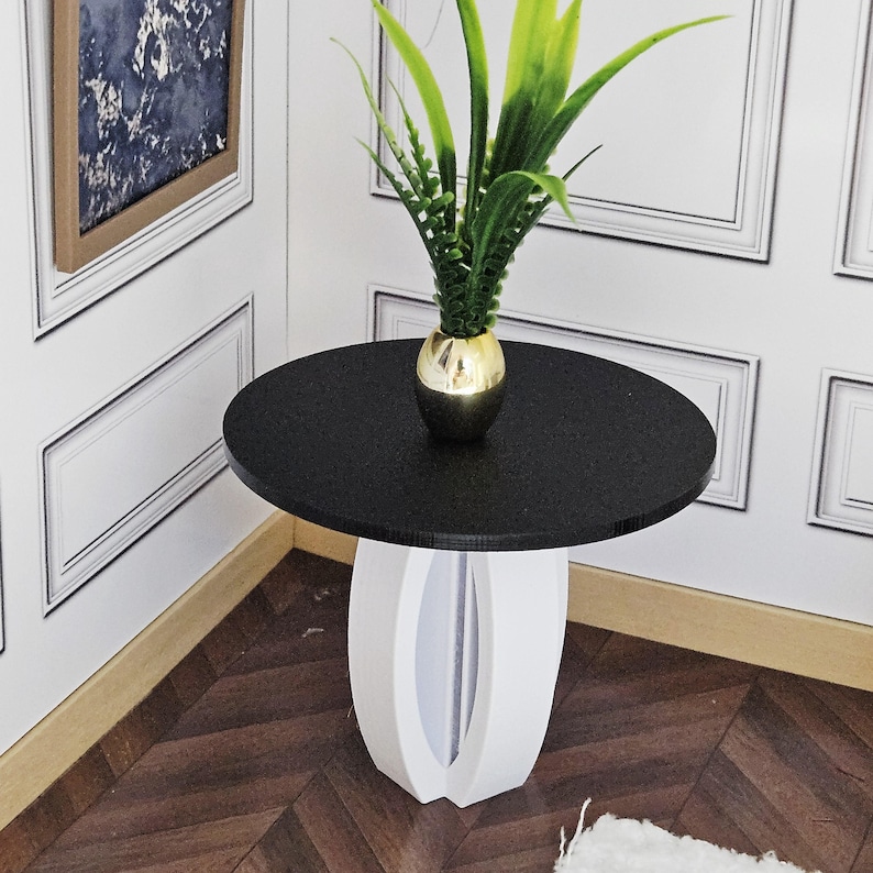 Modern Round Dolls House Table | Mirror or Solid Top | 1:12 Scale ...